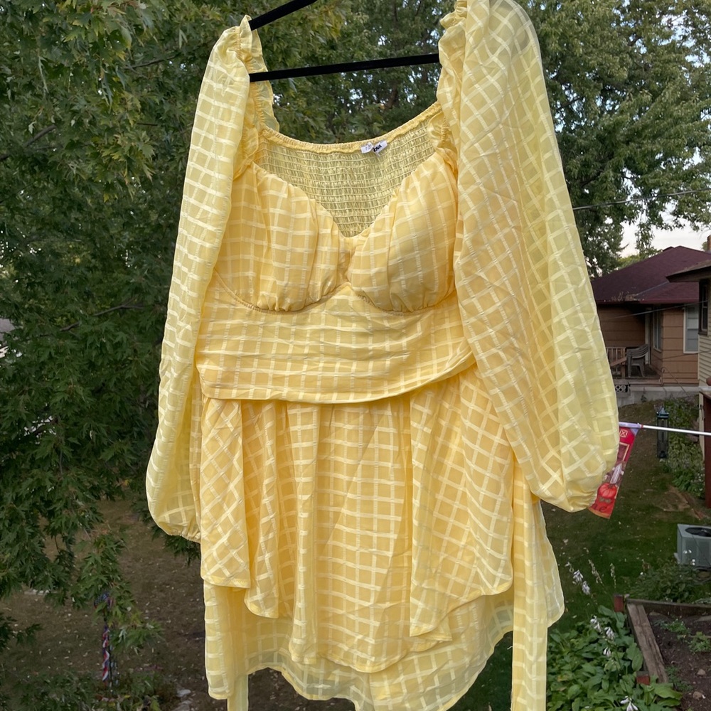 Yellow fashion nova romper, like a skort
